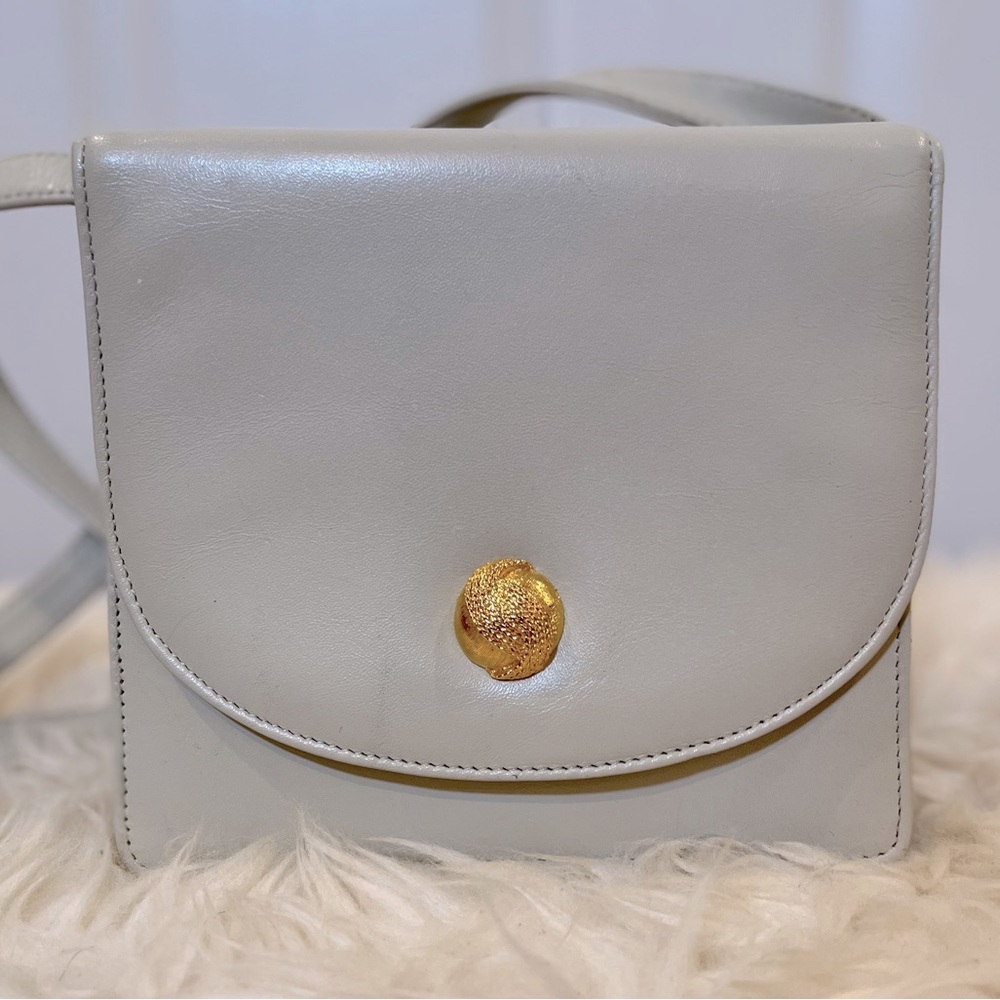 Vintage Monet Crossbody Grey Genuine leather handbag. Great used condition